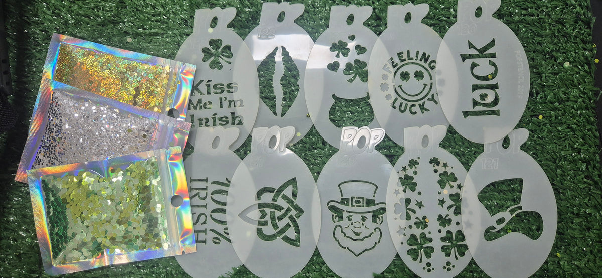 St Patricks Day Mini Stencil Bundle Free Glitter