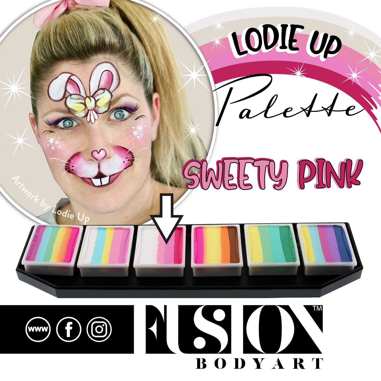 Fusion Face Painting Palette – Lodie Up Cute Pastel Rainbow Palette
